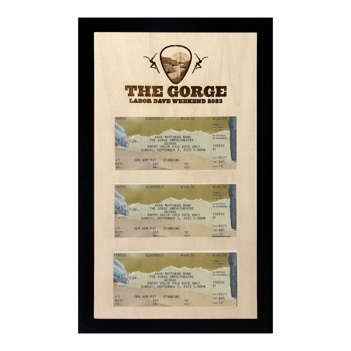 Gorge 2023 3 Night Ticket Stub Framed Wood Sign