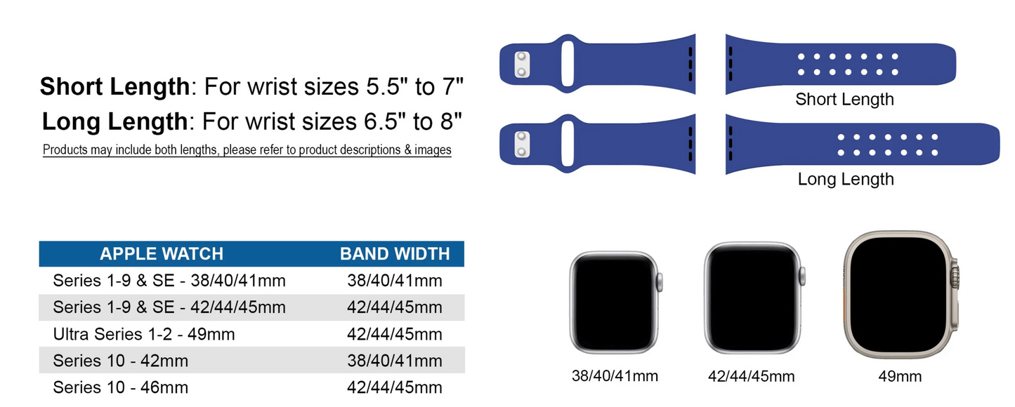 a diagram of the apple watch band sizes