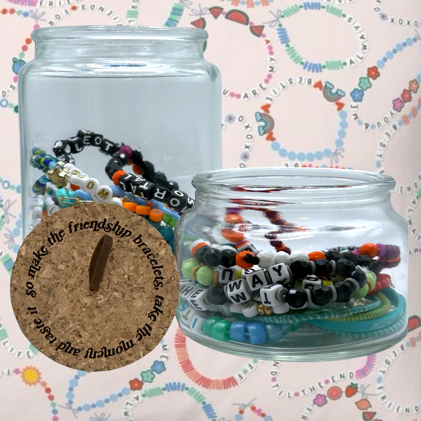 Friendship Bracelet Cork Lid Glass Jar