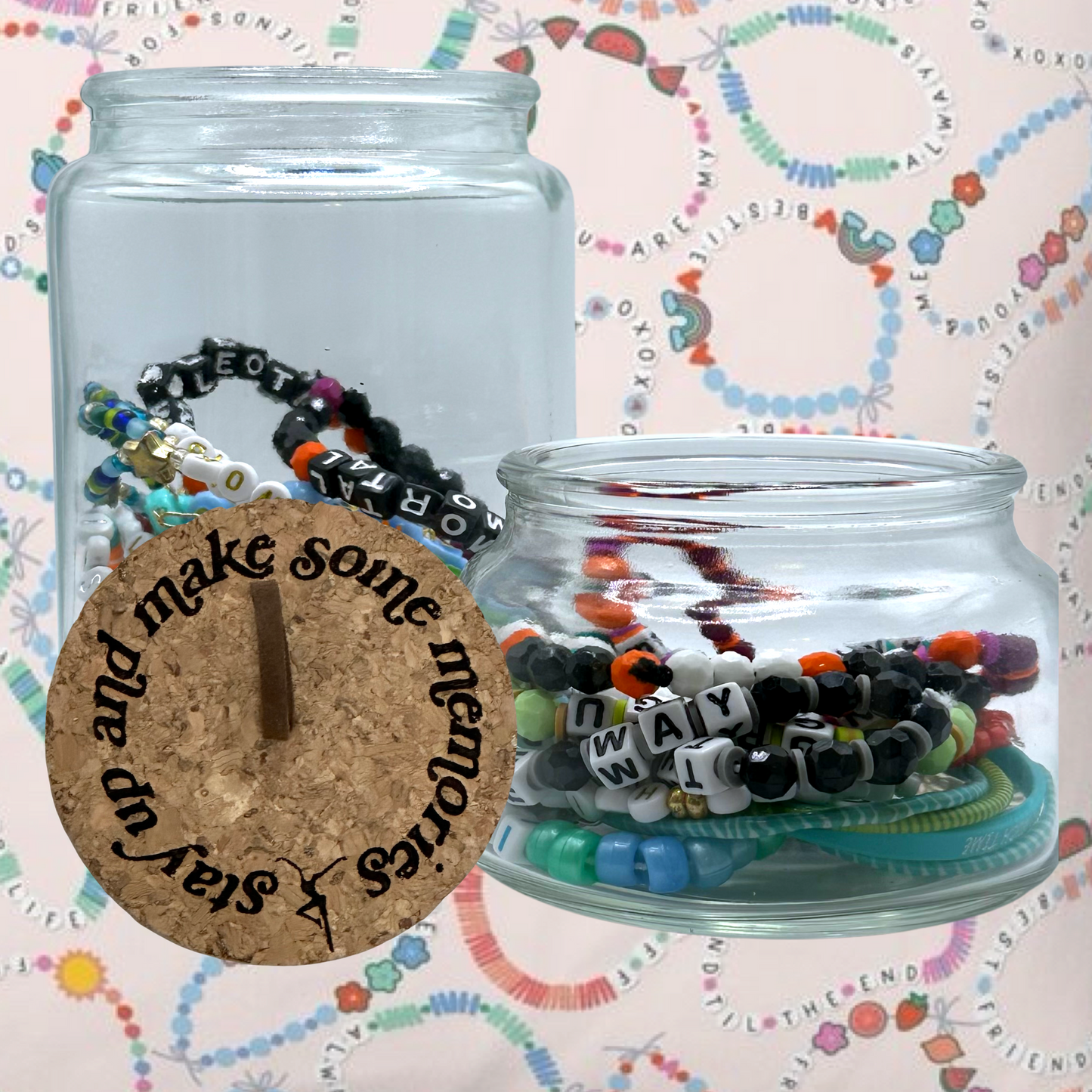Friendship Bracelet Cork Lid Glass Jar