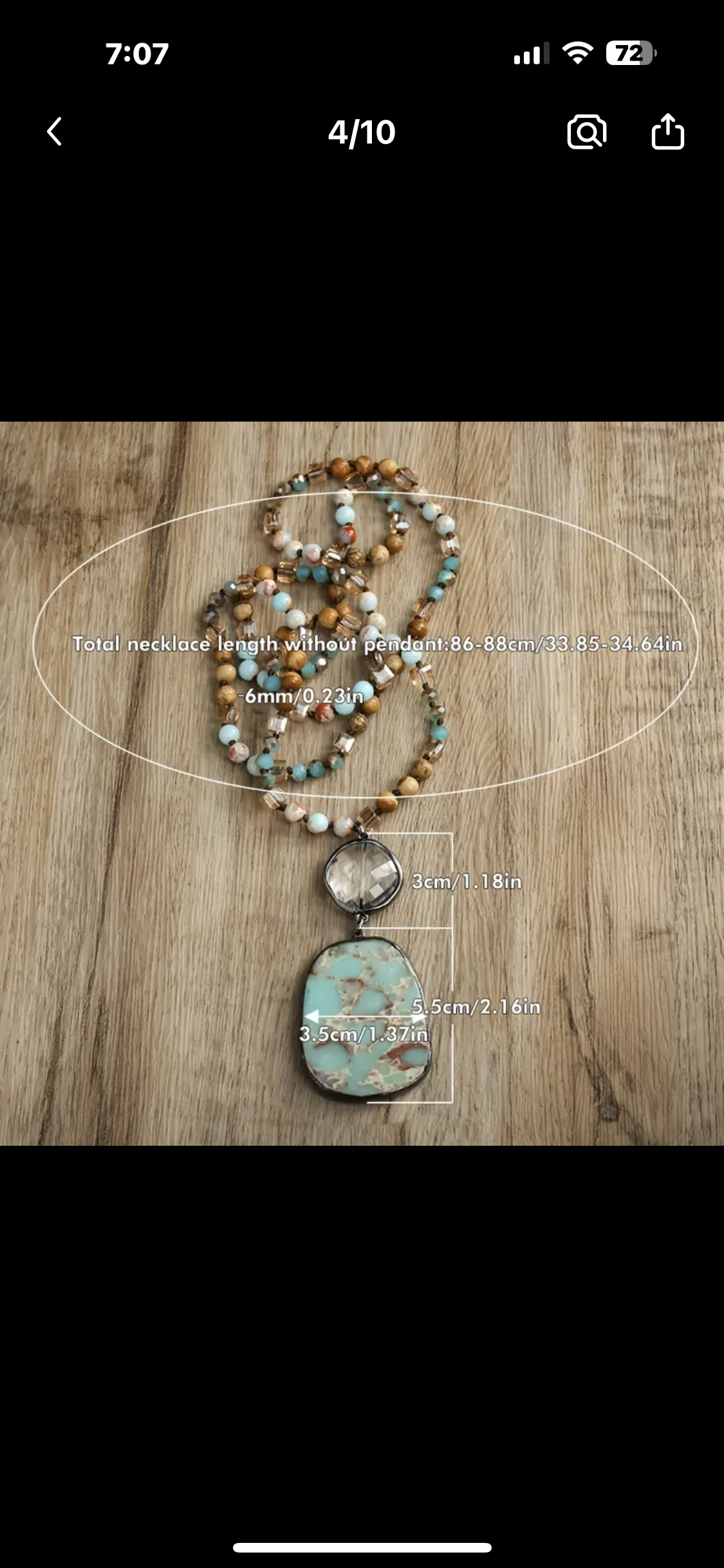 Bohemian vintage style glass knot necklace with engraved firedancer