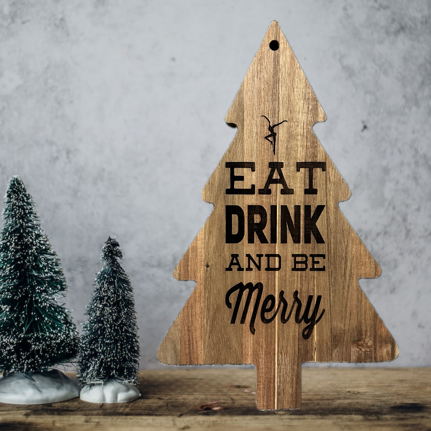 Eat Drink Be Merry Tree Engraved Charcuterie Cheese Board