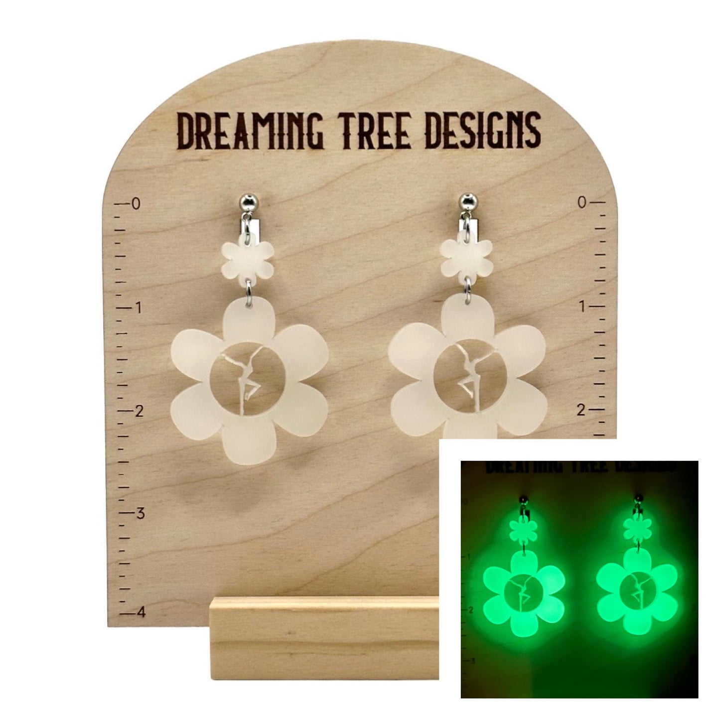 GLOW IN THE DARK Firedancer Flower Acrylic Earrings