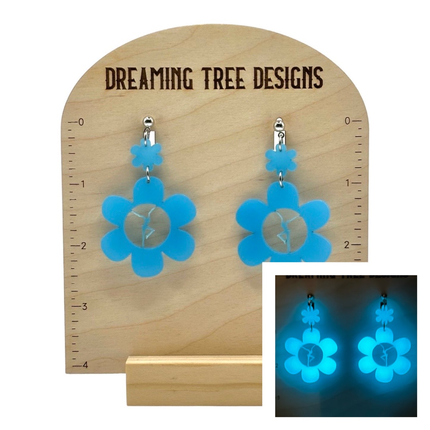 GLOW IN THE DARK Firedancer Flower Acrylic Earrings