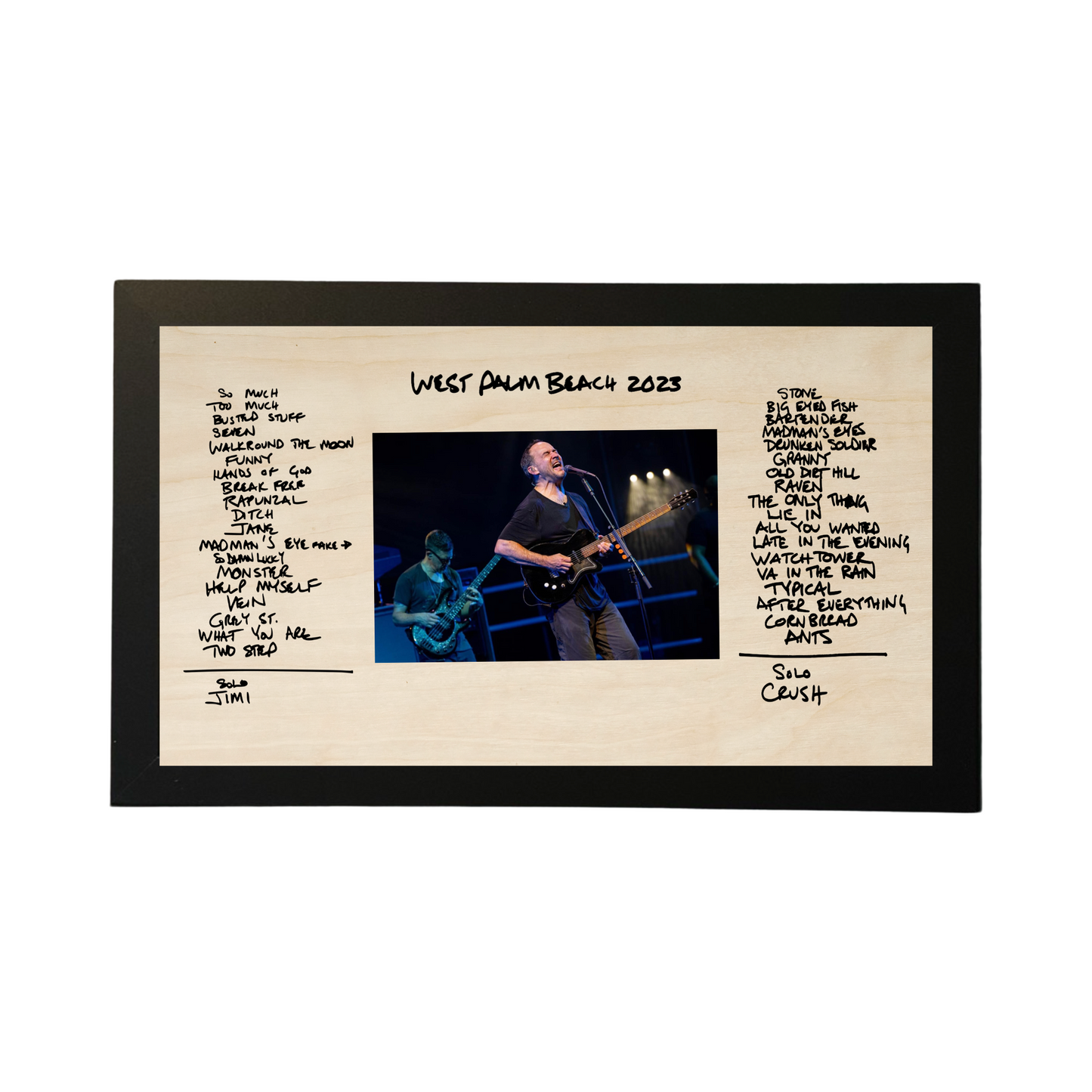 West Palm Beach 2023 Two Night Run Concert Setlist With Horizontal 4x6 Photo Framed Wood Sign
