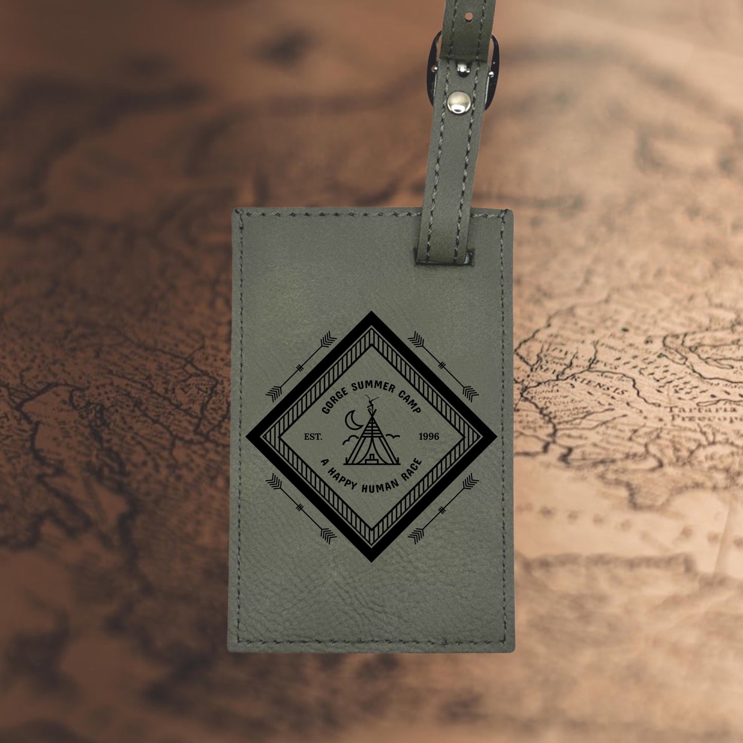 Gorge summer camp Faux Leather Luggage Tag Laser Engraved