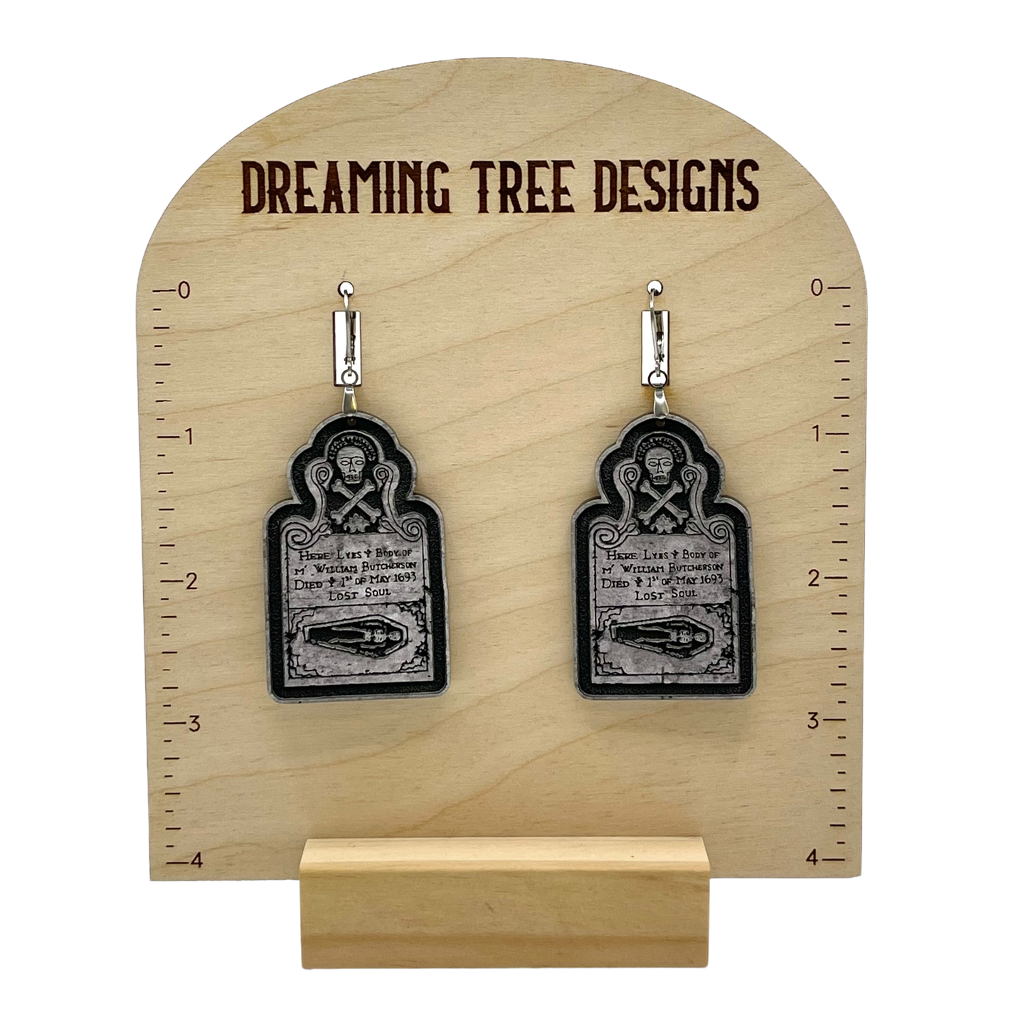 Hocus Pocus Inspired Billy Butcherson Tombstone Halloween Acrylic Earrings Laser Cut