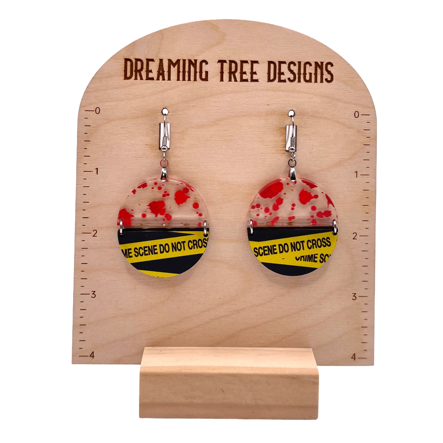 Crime Scene Halloween Acrylic Earrings Laser Cut