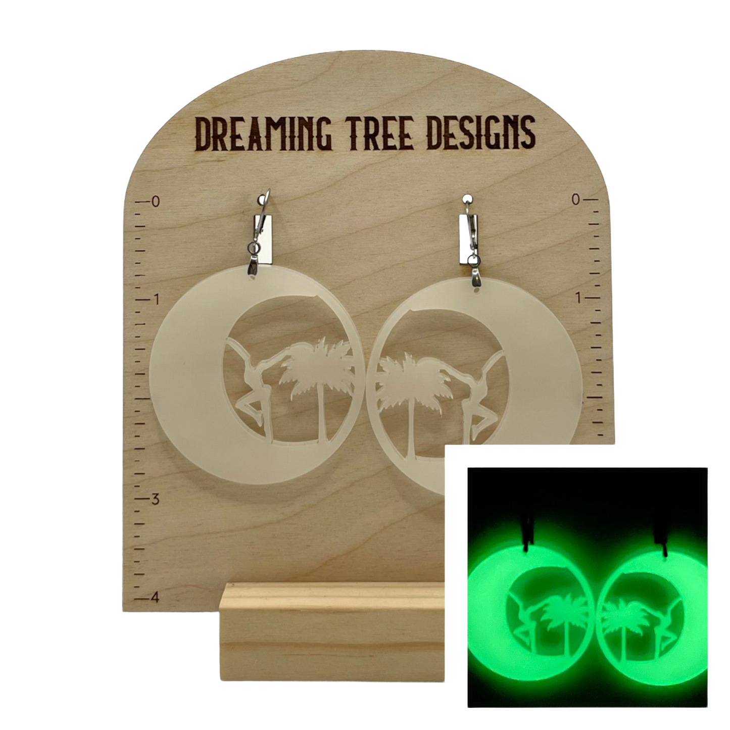 GLOW IN THE DARK Moon Palace Mexico Firedancer Circle Acrylic Earrings