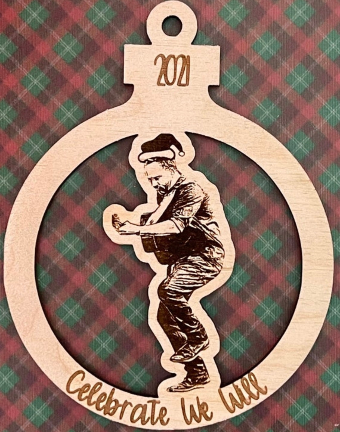 Double Layer Celebrate We Will Dave Santa hat Ornament