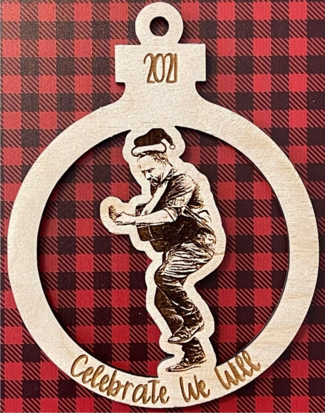 Double Layer Celebrate We Will Dave Santa hat Ornament