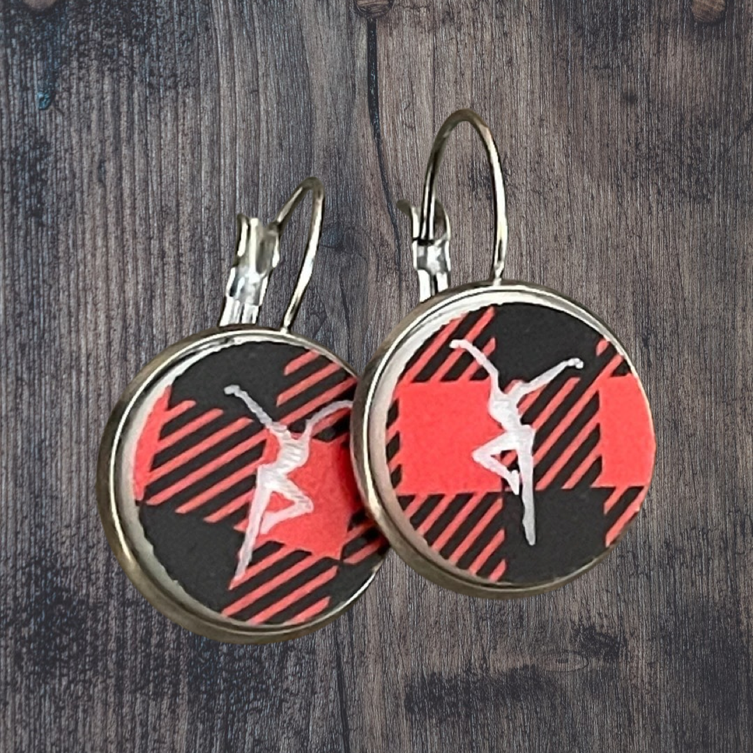 Buffalo Plaid Firedancer/Coffee Rings Engraved Acrylic Earrings
