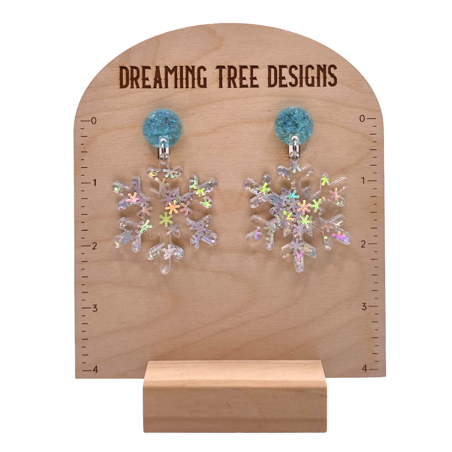 Holographic Snowflake Acrylic Earrings Laser Cut