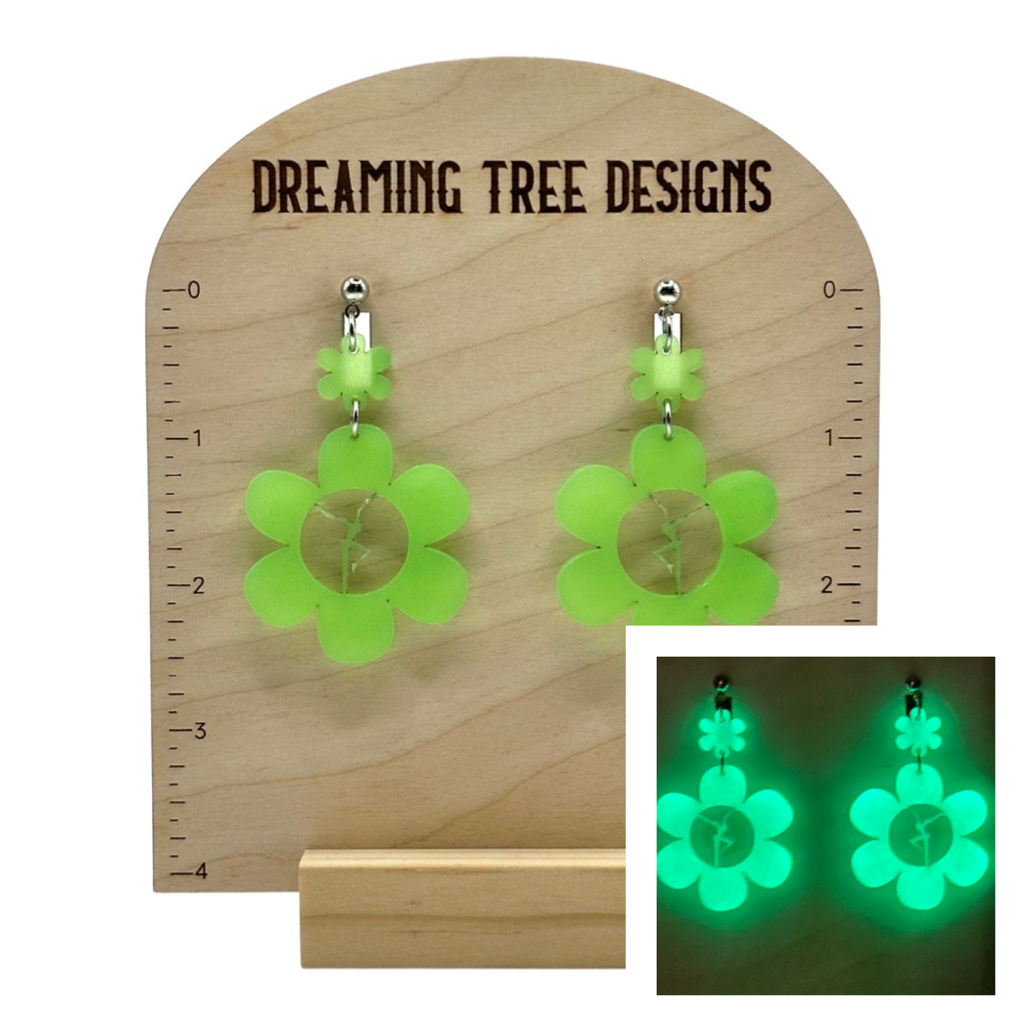 GLOW IN THE DARK Firedancer Flower Acrylic Earrings