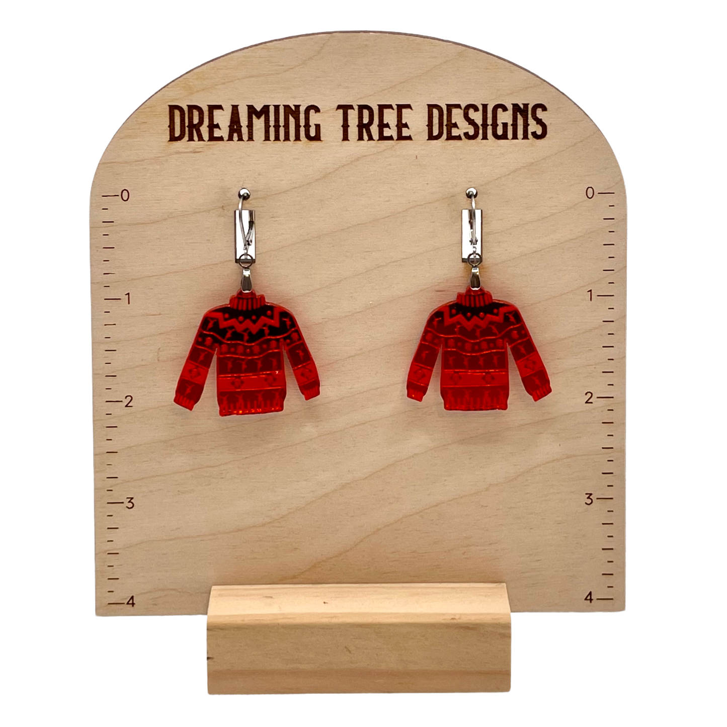 Dave Christmas Sweater Mirror Acrylic Earrings Laser Cut