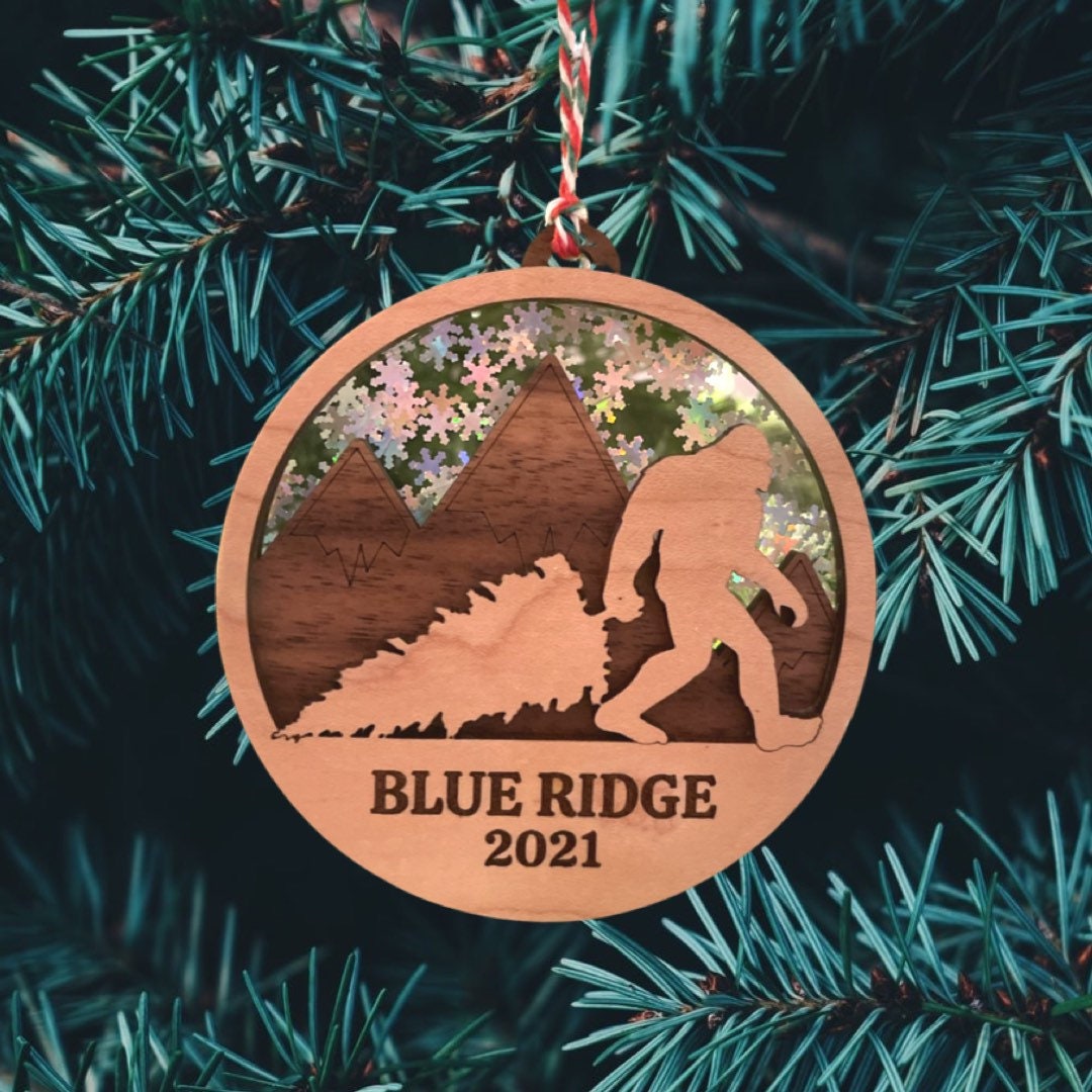 Triple Layer Maple Walnut Acrylic Snowflake Bigfoot Ornament
