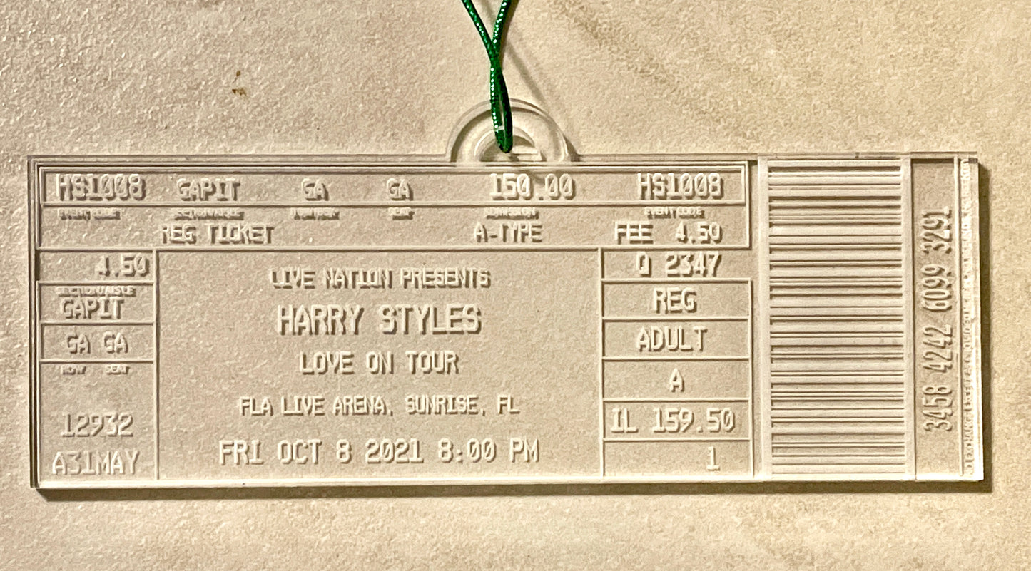 Custom Laser Cut Ticket Stub engraved Ornament