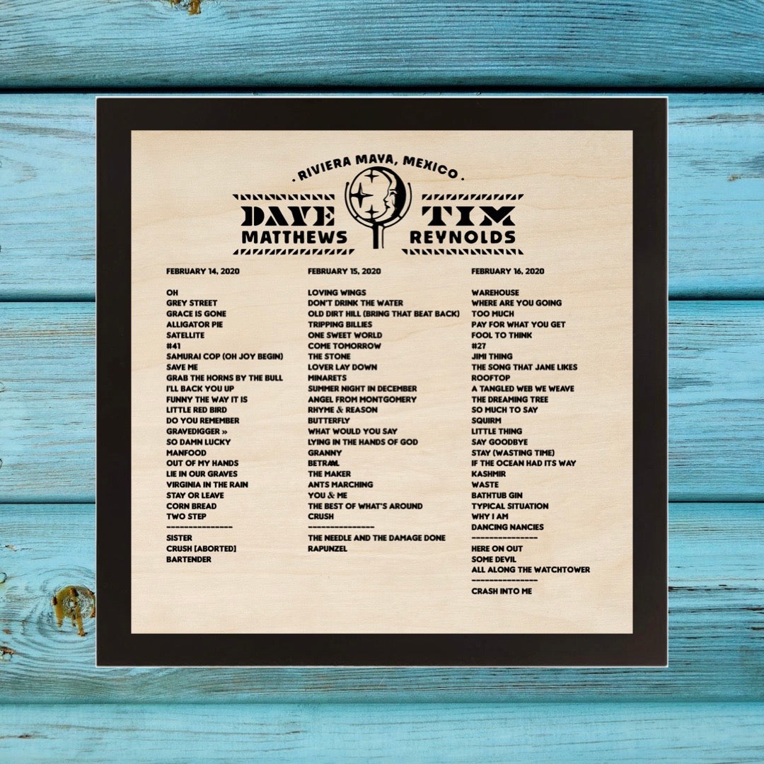 Mexico weekend Framed Wood Laser Engraved Setlist Sign