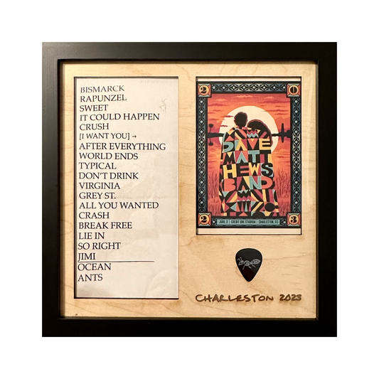 Setlist 4x6 Photo and Guitar Pick Framed Wood Laser Engraved Sign