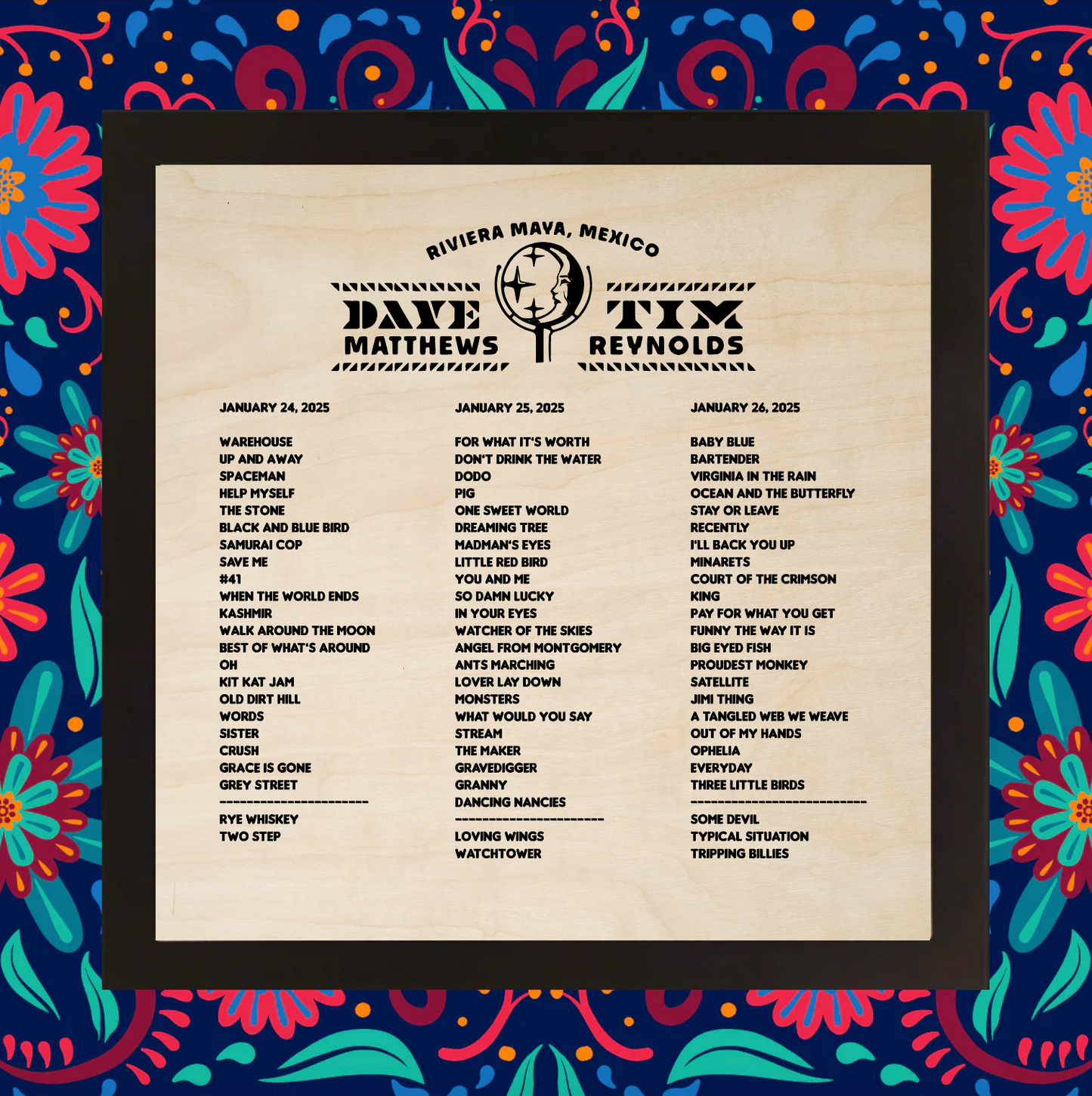 a poster with a bunch of names on it