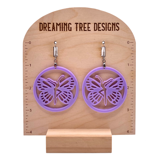 Acrylic Butterfly Firedancer Circle Earrings