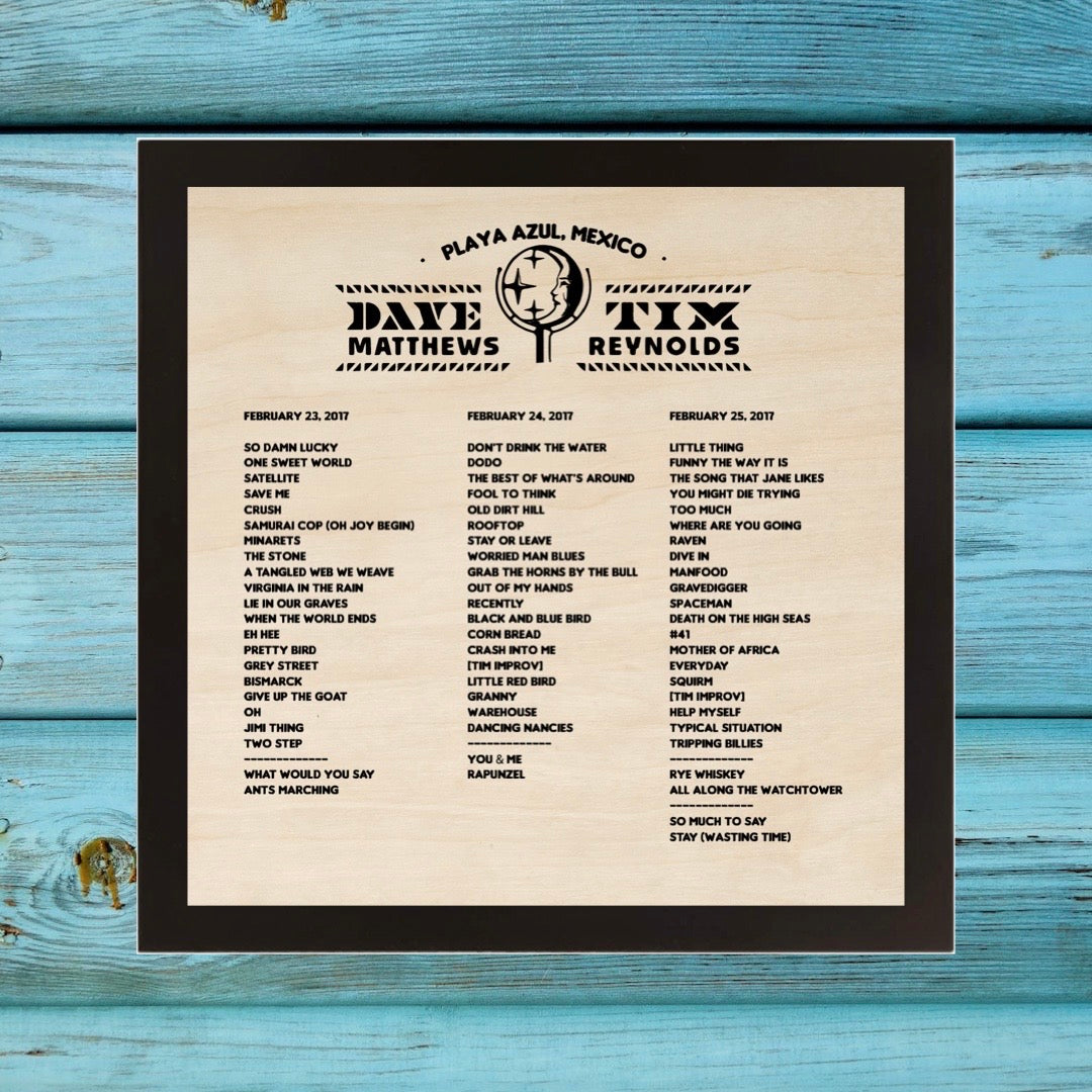 Mexico weekend Framed Wood Laser Engraved Setlist Sign
