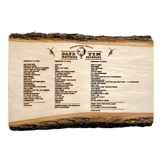 Mexico 2025 Night Run Concert Setlist Sign Medium Basswood Laser Engraved Wood