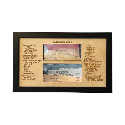 Gilford 2023 handwritten Two Night Run Concert Setlist With Ticket Stub Framed Wood Sign