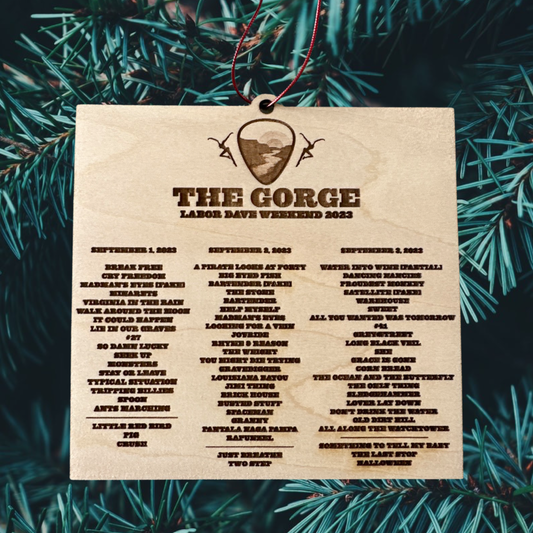 Gorge 2023 setlists laser engraved Ornament