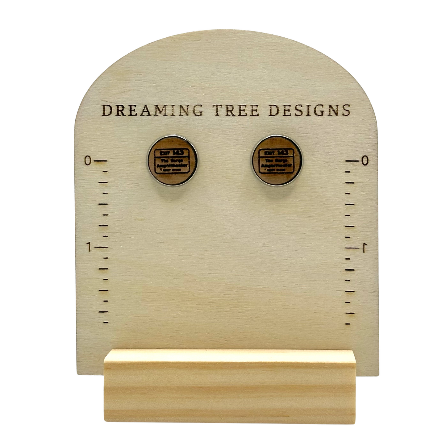 Wood engraved Gorge Sign Stud Earrings