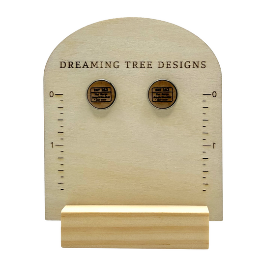 Wood engraved Gorge Sign Stud Earrings