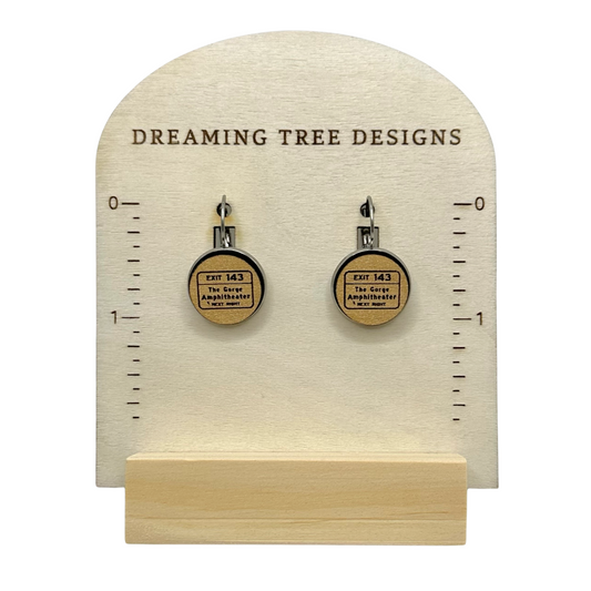 Wood engraved Gorge Sign Leverback Earrings