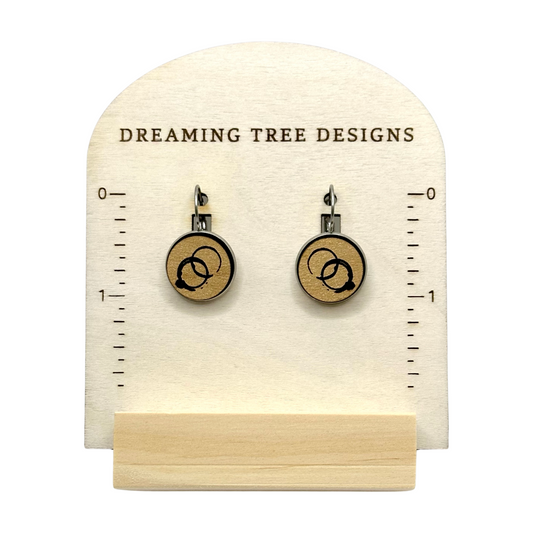 Wood engraved firedancer/coffee Leverback Earrings