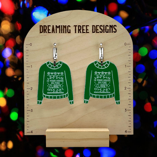 National Lampoon Christmas Vacation Christmas Sweater Aunt Bethany Acrylic Earrings Laser Cut