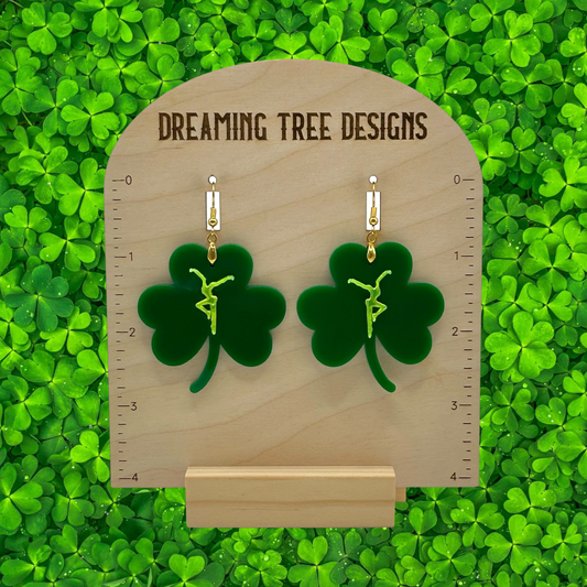Dual Layer Shamrock Acrylic Earrings