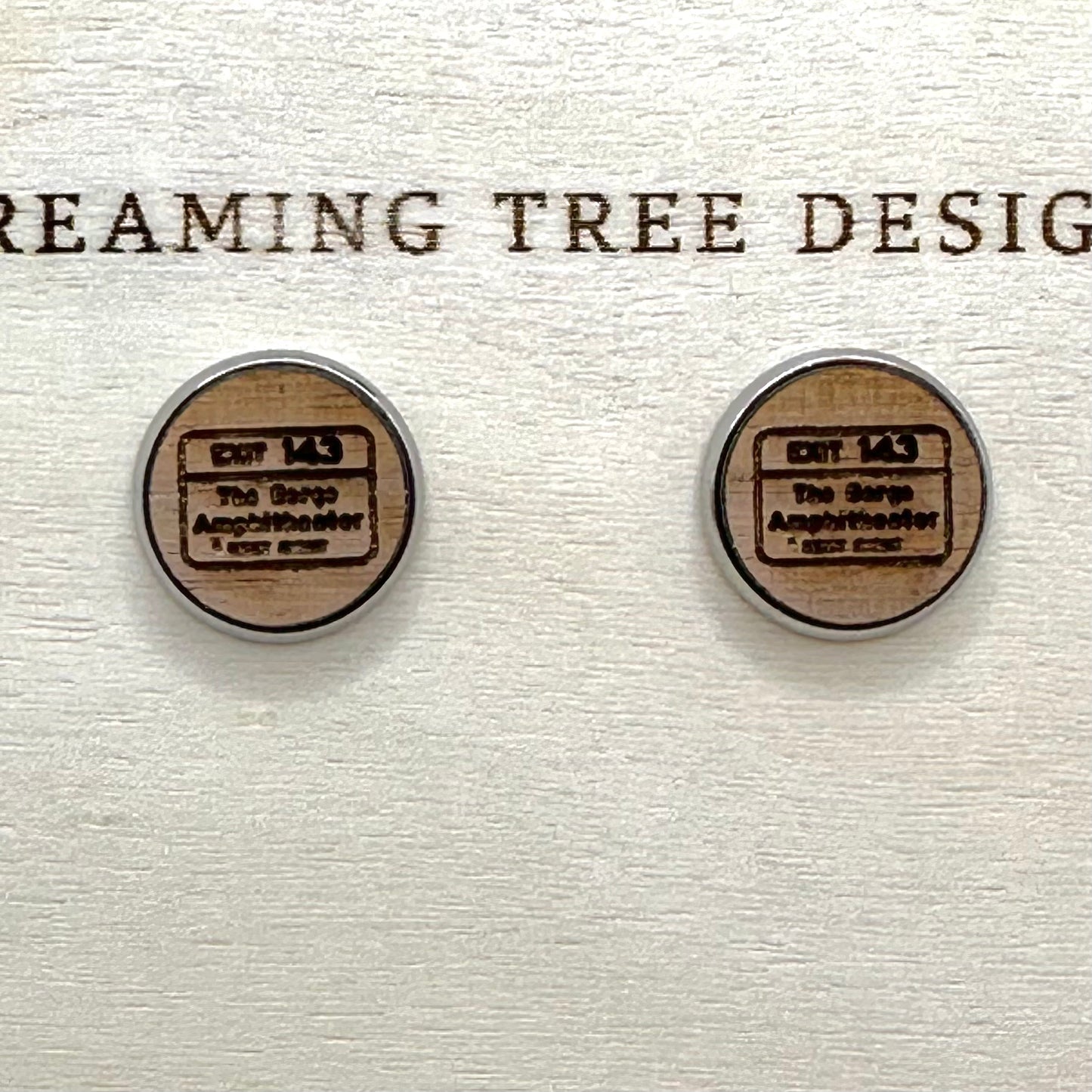 Wood engraved Gorge Sign Stud Earrings