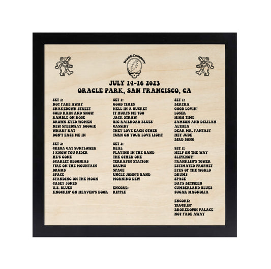Dead & Co Final Shows Framed Wood Laser Engraved Setlist Sign