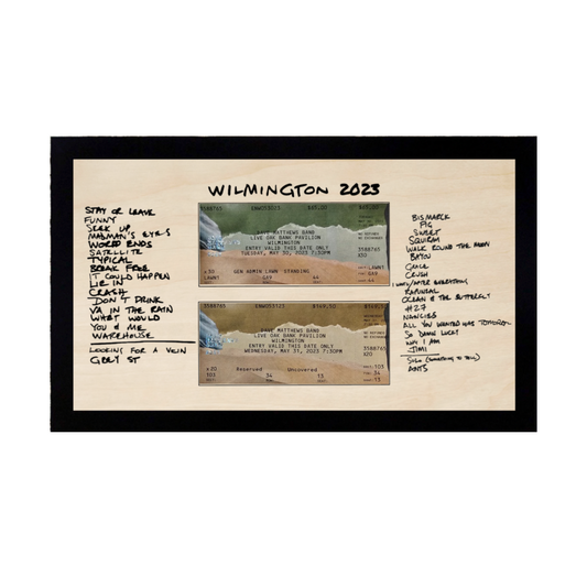 Wilmington 2023 Two Night Run Concert Setlist With Ticket Stub Framed Wood Sign