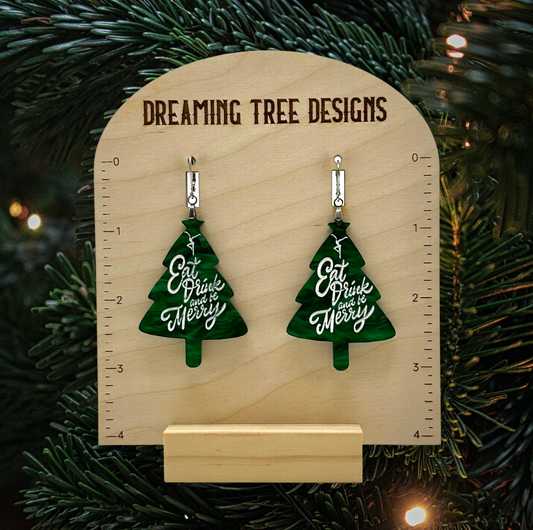 Eat Drink and Be Merry Tree Earrings