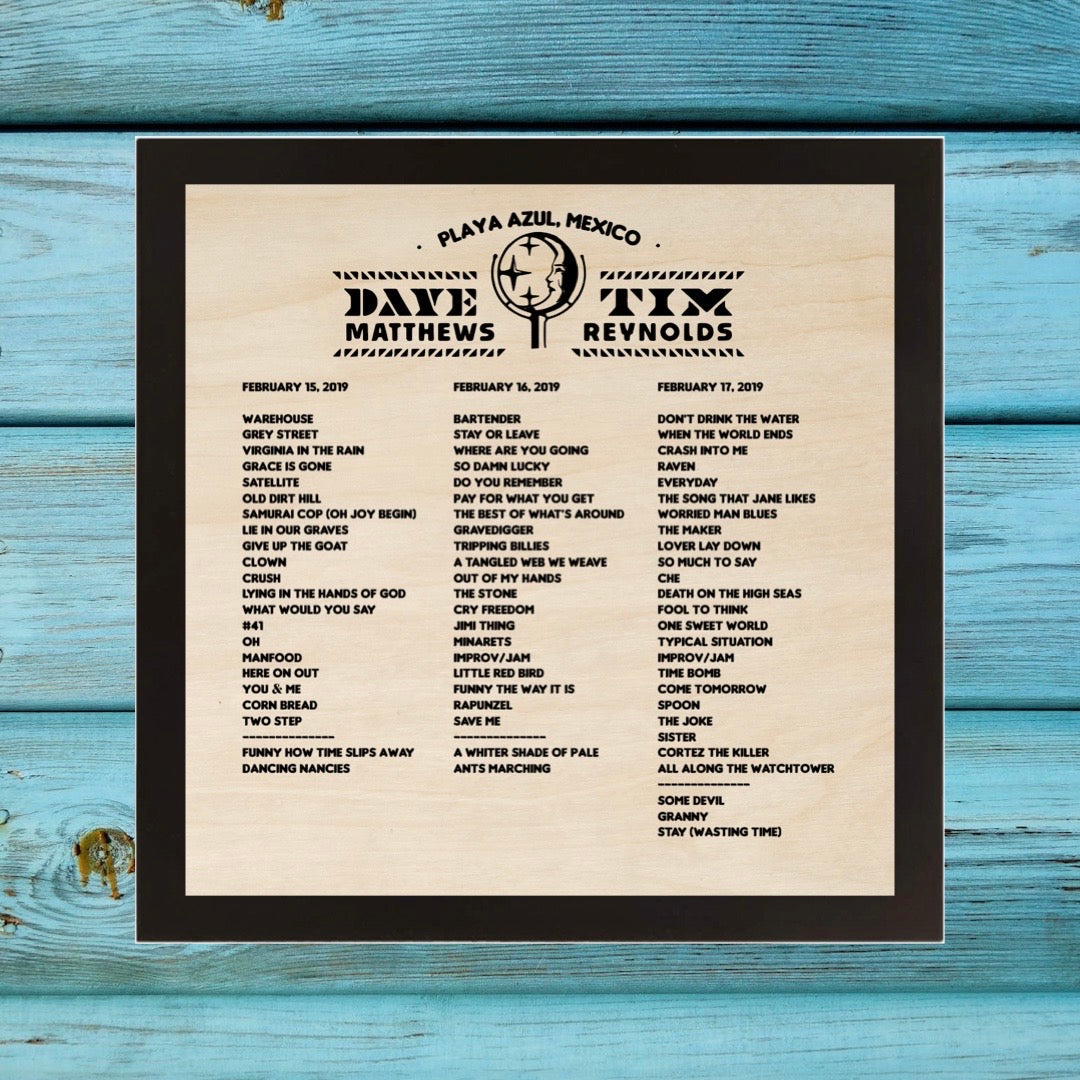 Mexico weekend Framed Wood Laser Engraved Setlist Sign