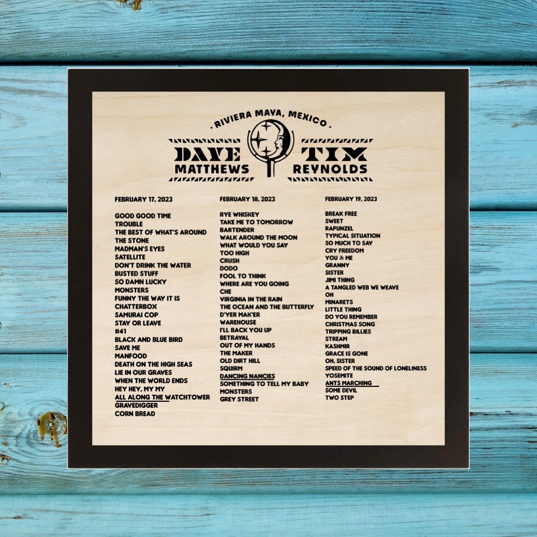 Mexico weekend Framed Wood Laser Engraved Setlist Sign