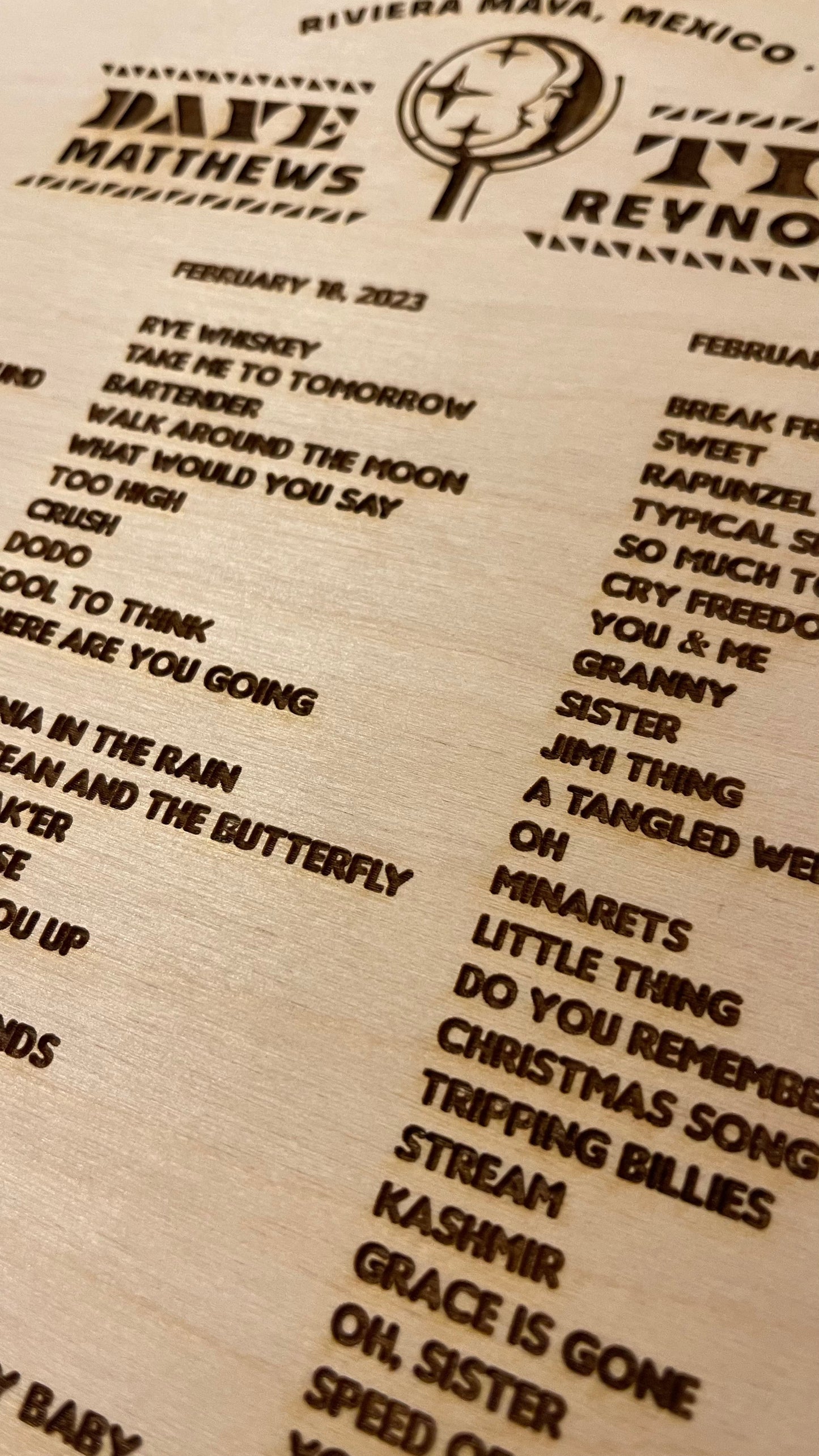 Mexico weekend Framed Wood Laser Engraved Setlist Sign