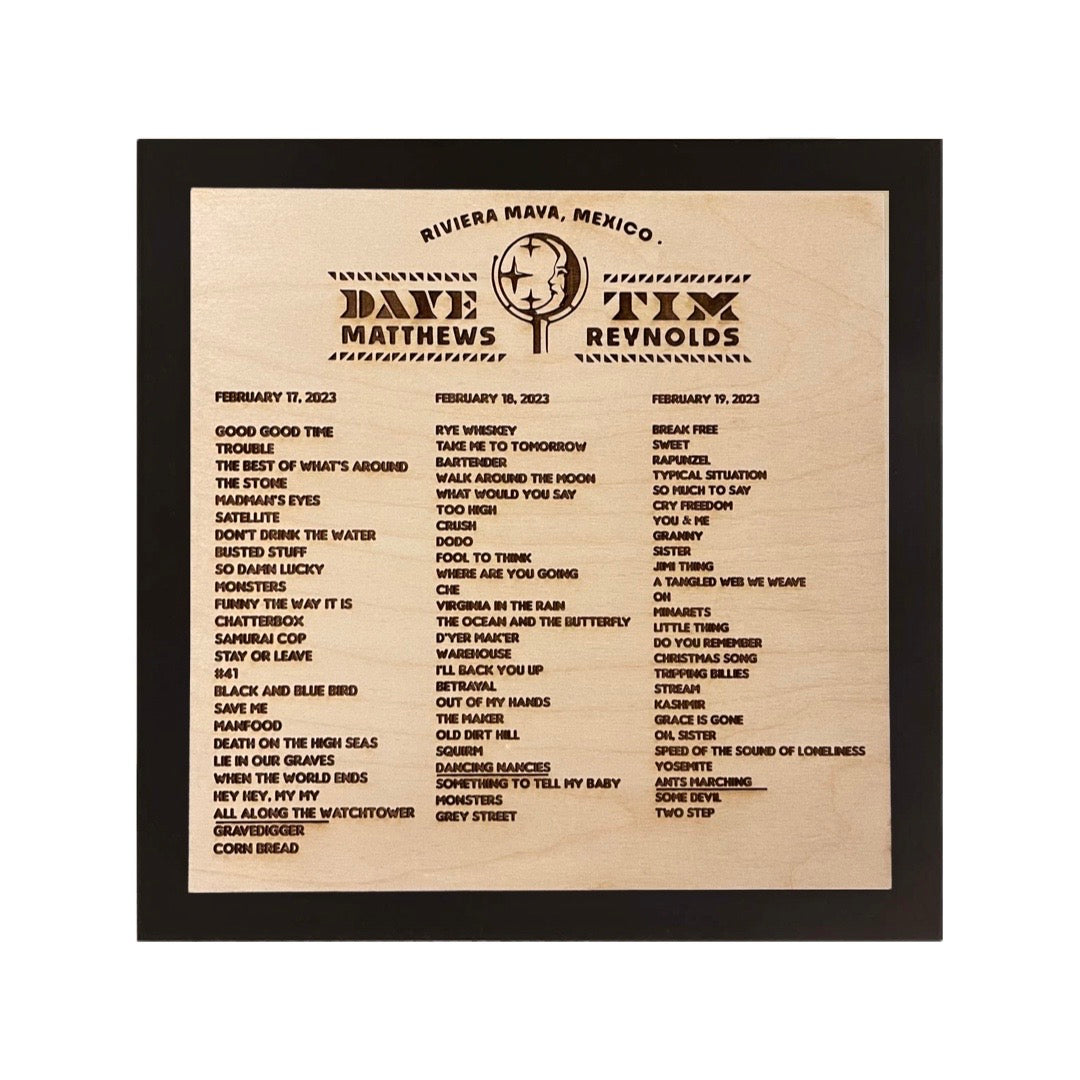 Mexico weekend Framed Wood Laser Engraved Setlist Sign