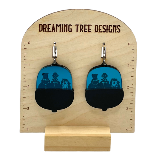 Haunted Mansion Doom Buggy Hitchhiking Ghosts Halloween Acrylic Earrings Laser Cut