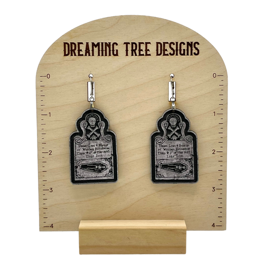 Hocus Pocus Inspired Billy Butcherson Tombstone Halloween Acrylic Earrings Laser Cut