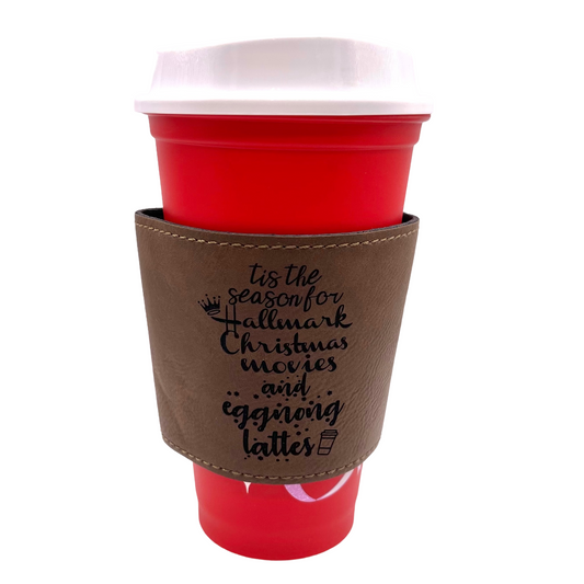 Eggnog lattes and Christmas movies Coffee Leather Sleeve