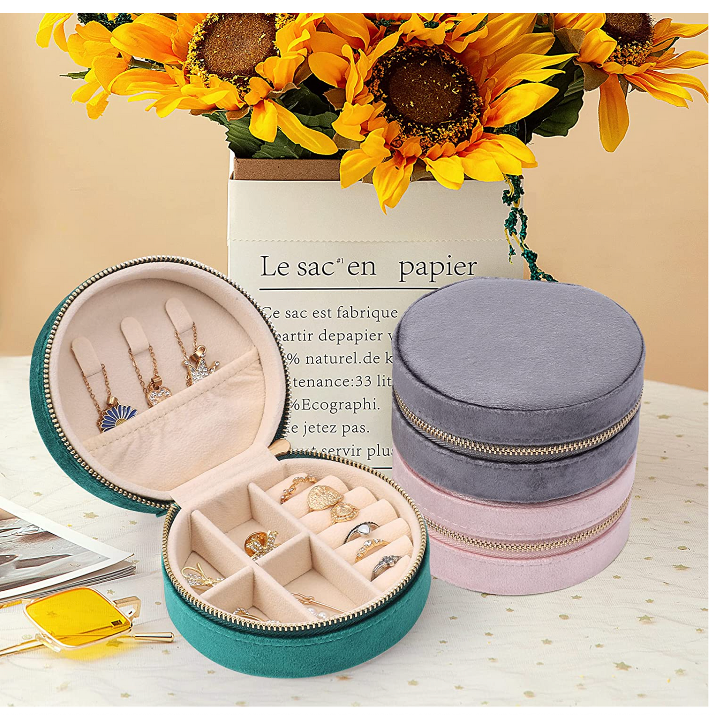 Laser Engraved Velvet Jewelry Box, Small Travel Jewelry Case, Portable Travel Jewelry Organizer Box