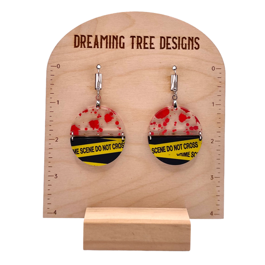 Crime Scene Halloween Acrylic Earrings Laser Cut