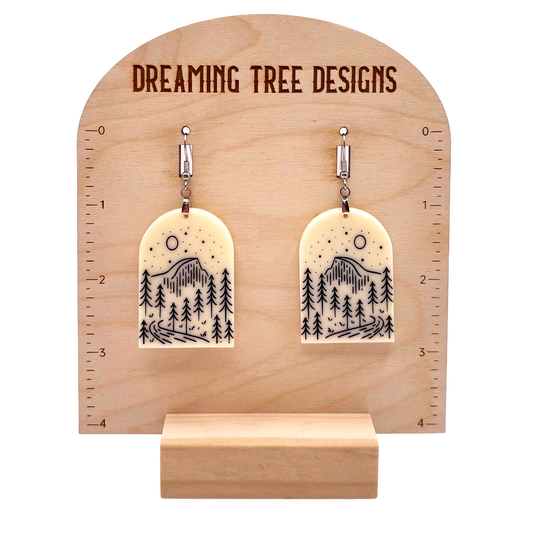 Yosemite National Park Half Dome Acrylic Laser Engraved Earrings