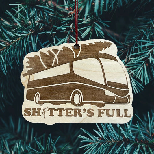 Wood Cut Sh*tters Full Tour Bus engraved Ornament